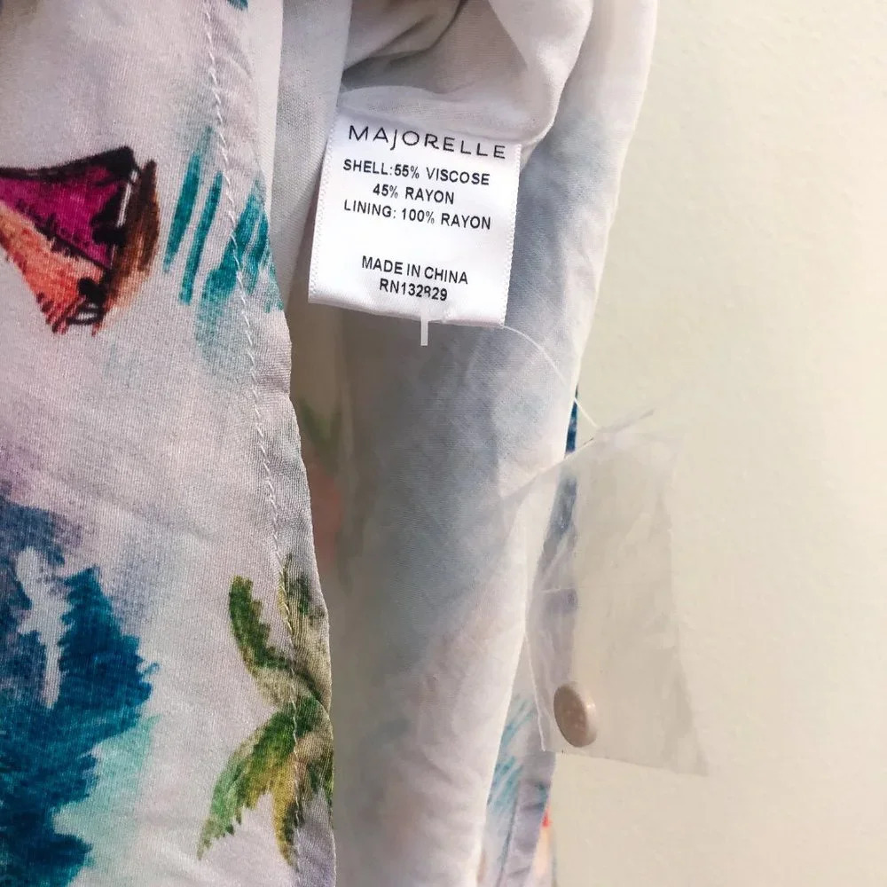 Majorelle Tropical Patterned Aloha Resortwear Button Down Strappy Romper XS - Picture 10 of 13